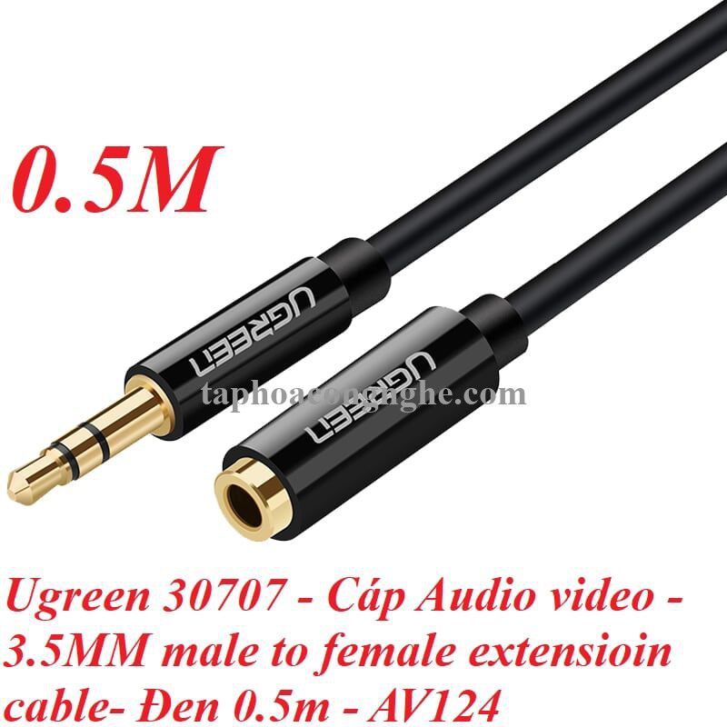 Ugreen 30707 0.5M màu Đen Cáp âm thanh 3.5mm nối dài AV124 30030707
